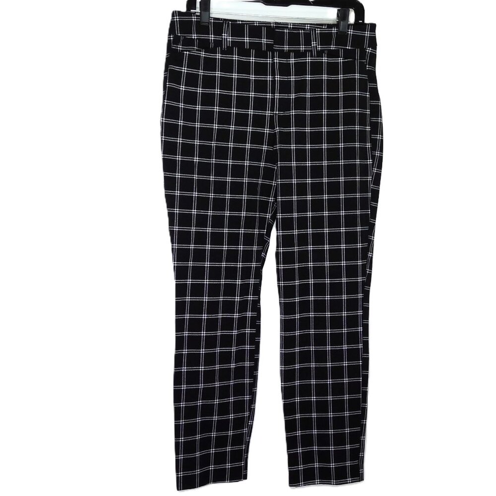 New Old Navy Pixie Pants Black & White Plaid High Rise Ankle Stretch Pockets 10